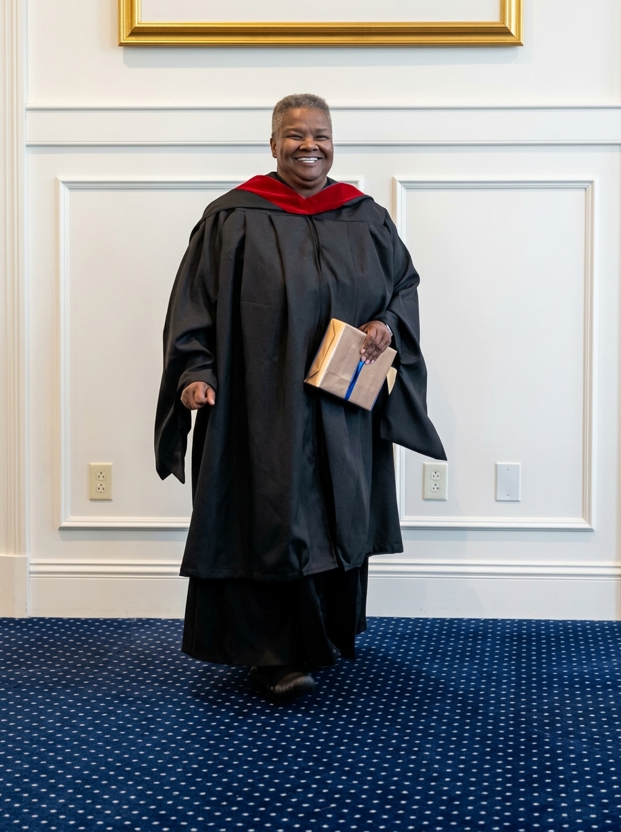 Tina Greene in academic regalia